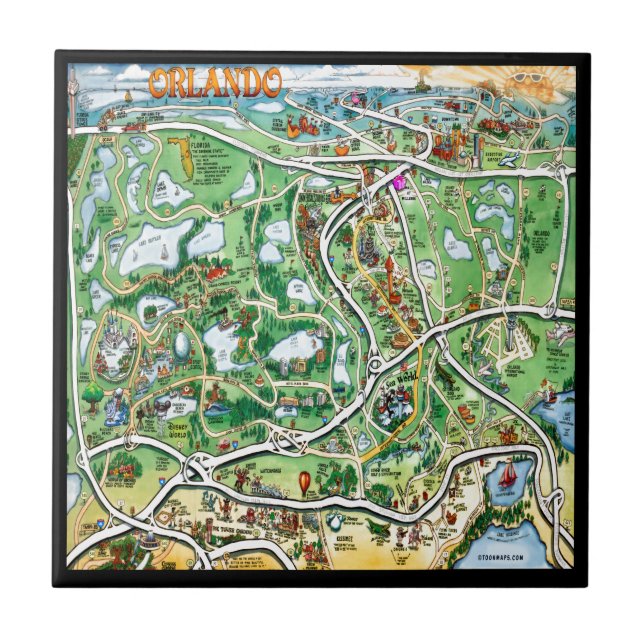 Orlando Florida Cartoon Map Tile (Front)
