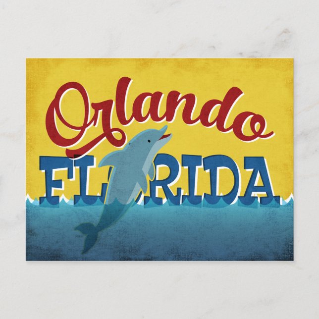 Orlando Florida Dolphin Retro Fun Postcard (Front)