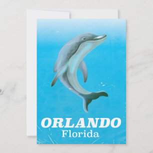 Orlando florida dolphin vintage travel poster