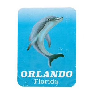 Orlando florida dolphin vintage travel poster magnet