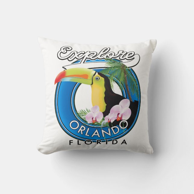 Orlando Florida Explore retro logo. Cushion (Front)