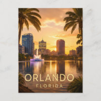 Orlando Florida Golden Sunset Cityscape Travel