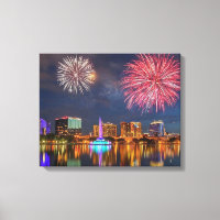 Orlando Florida Lake Eola Fireworks & Fountain