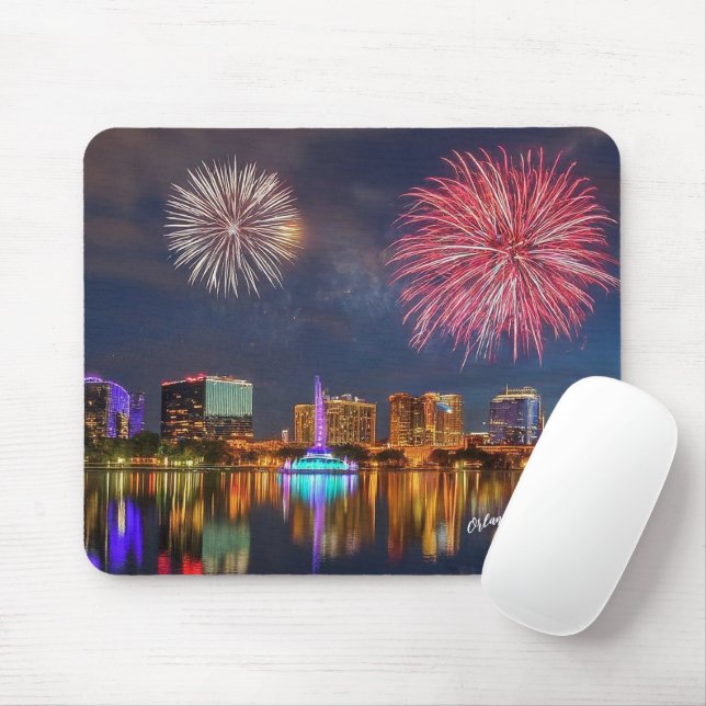Orlando Florida Lake Eola Fireworks & Fountain Mouse Pad (With Mouse)