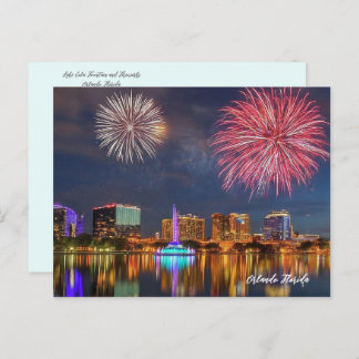 Orlando Florida Lake Eola Fireworks & Fountain Postcard