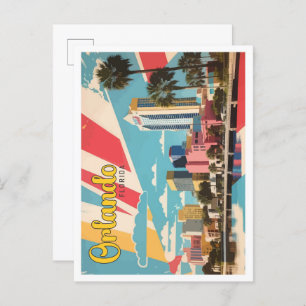 Orlando Florida Pop Art Travel Illustration Postcard