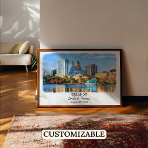 Orlando Florida Poster, Watercolor, Custom Poster