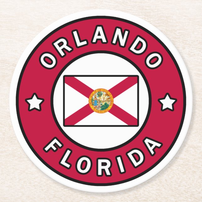 Orlando Florida Round Paper Coaster (Front)