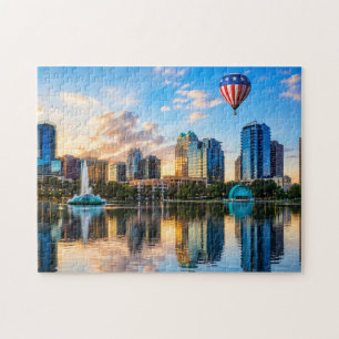 Orlando Florida Skyline Lake Eola Hot Air Balloon Jigsaw Puzzle