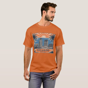 Orlando Florida Skyline Mid-Century Vintage Style T-Shirt