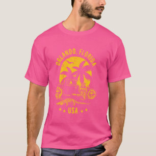 Orlando Florida Sunset Hotrod Alligator Design T-Shirt