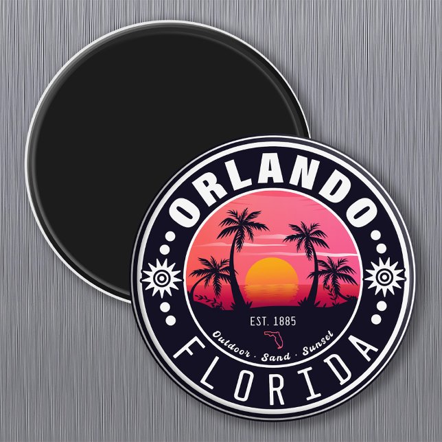 Orlando Florida tropical Retro Sunset Souvenir 60s Magnet (Creator Uploaded)