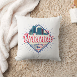 Orlando Florida United States Skyline Vintage USA Cushion