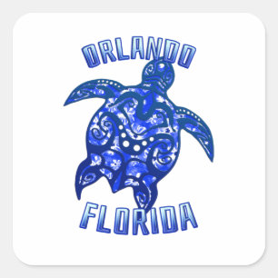Orlando Florida Vacation Tribal Turtle Square Sticker