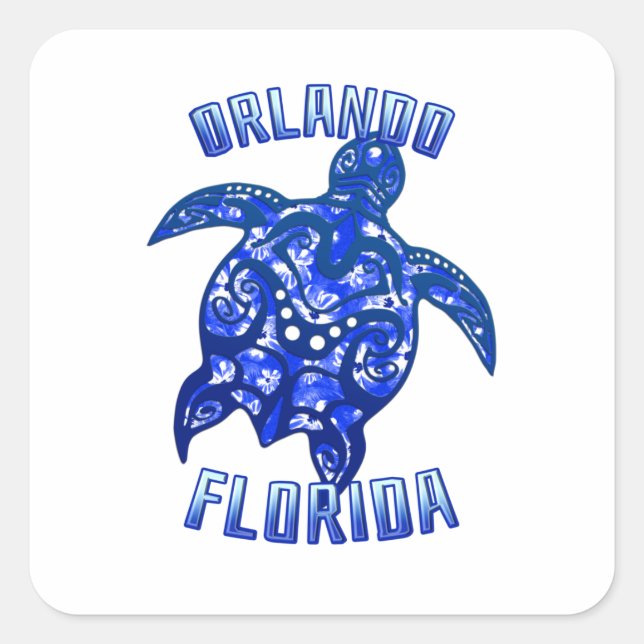 Orlando Florida Vacation Tribal Turtle Square Sticker (Front)