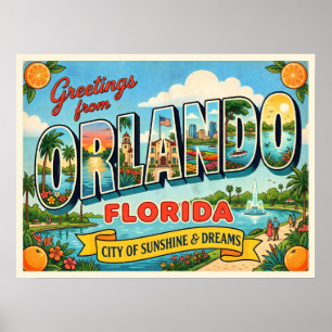 Orlando Florida Vintage Travel Poster