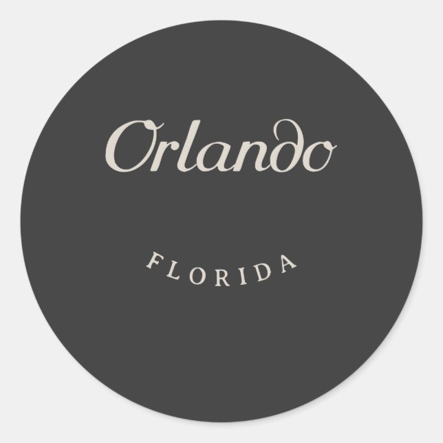 Orlando Florida White Font Classic Round Sticker (Front)