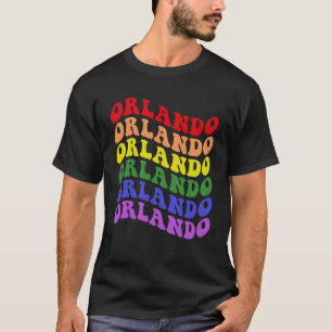Orlando Gay Pride Rainbow LGBTQ LGBT Groovy Retro T-Shirt
