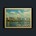Orlando Magnet Florida Vintage Travel<br><div class="desc">Orlando Florida design in Vintage Travel style featuring an expansive city skyline view with water and swan in the foreground.</div>