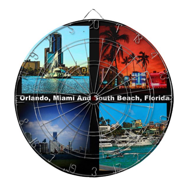 Orlando, Miami, South Beach Collage Dartboard (Front)