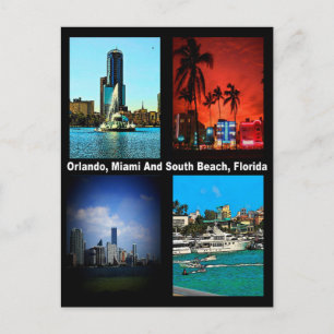Orlando, Miami, South Beach Collage Postcard