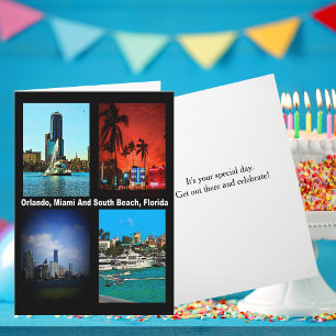 Orlando Miami South Beach Florida Collage Birthday Card