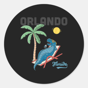 Orlando Shirts Kids Florida Dinosaur T-rex Family  Classic Round Sticker