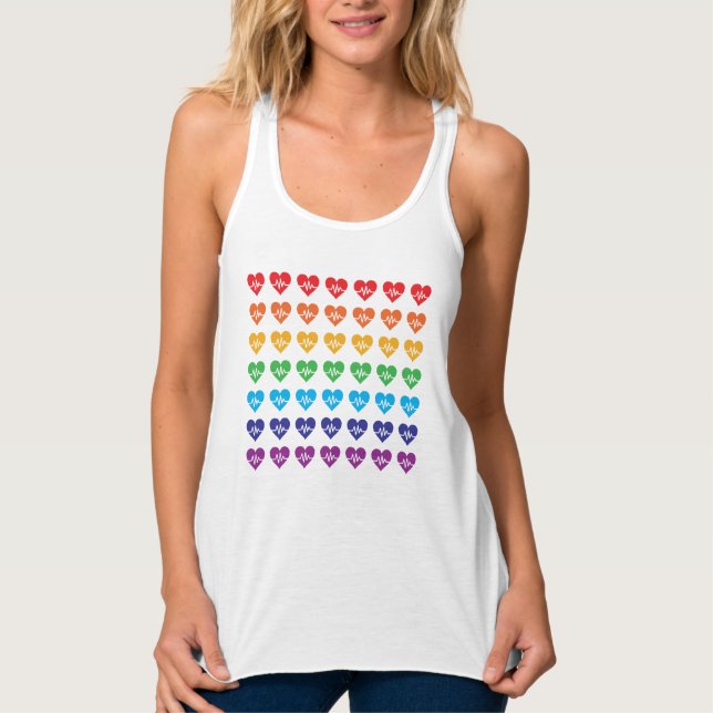 Orlando Strong One Pulse 49 Hearts Rainbow Singlet (Front)