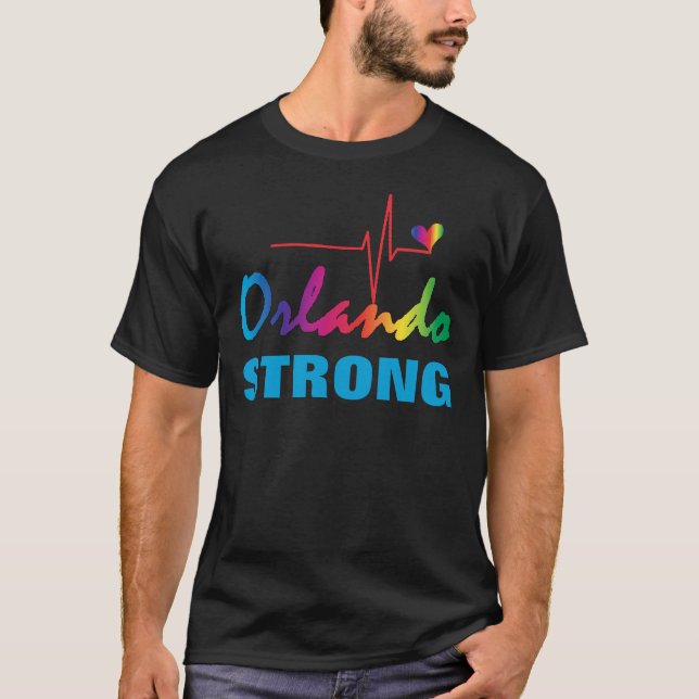 Orlando Strong Rainbow Pulse Heart LGBT T-Shirt (Front)