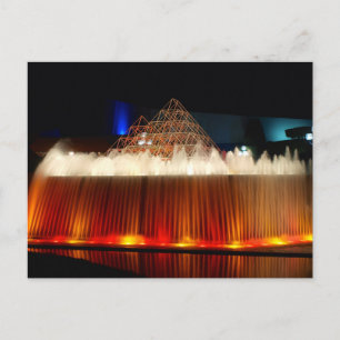 Orlando Theme Park Fountain lit up at night Postcard