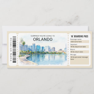 Orlando Trip Boarding Pass Ticket Invitation