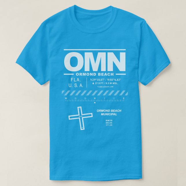 Ormond Beach Municipal Airport OMN T-Shirt (Design Front)