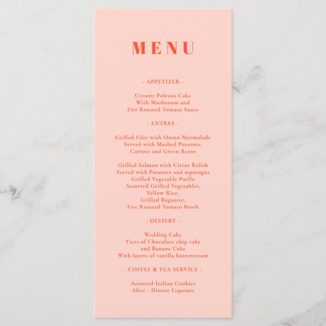 Ornage Pink Menu Simple (Front)