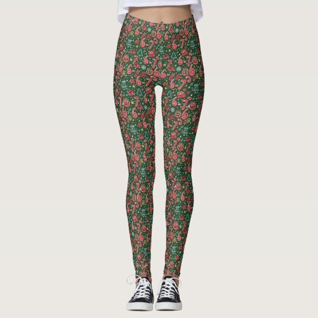 Ornament 6-7 Meme Christmas Doodles Leggings (Front)