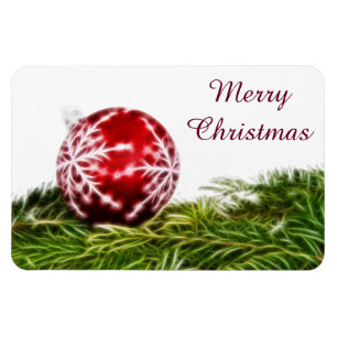 Ornament and Fir Fractal - Merry Christmas Magnet