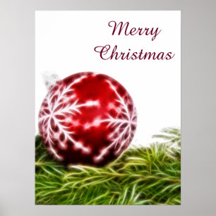 Ornament and Fir Fractal - Merry Christmas Poster