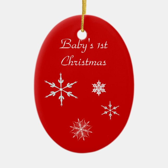 Ornament--Baby's 1st With Snowflakes Ceramic Tree Decoration (Front)