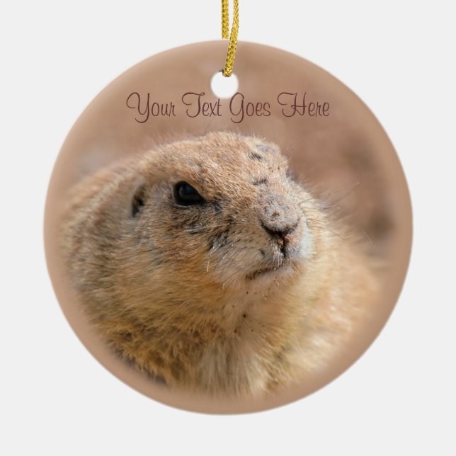 Ornament: Black-tailed Prairie Dog (Circle) Ceramic Tree Decoration (Front)