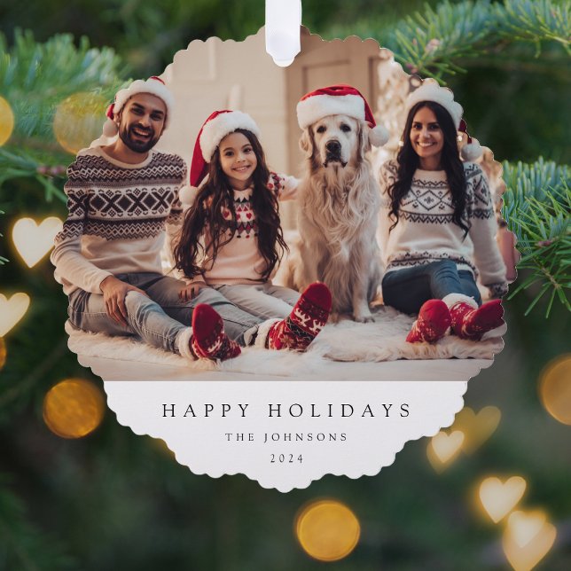 Ornament Card | Minimal Christmas Family Photo (Minimal modern family photo ornament card by Guava, featuring clean aesthetic and typography.)