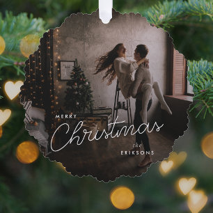 Ornament Card Modern Trendy Christmas Photo