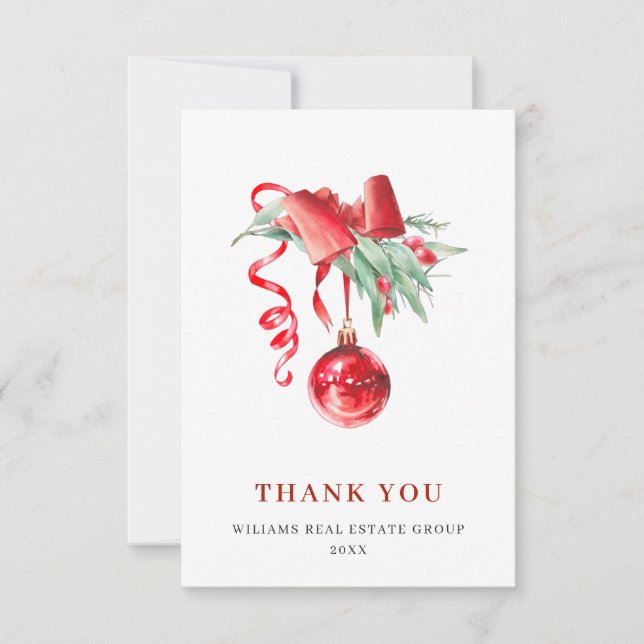 Ornament Christmas Greeting Holiday Thank You Card (Front)