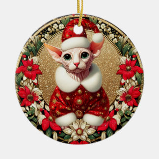 Ornament Christmas Santa Sphynx Cat