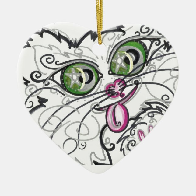 Ornament Cool Cat Face Scroll Art (Front)