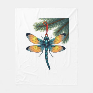 Ornament Dragonfly Fleece Blanket
