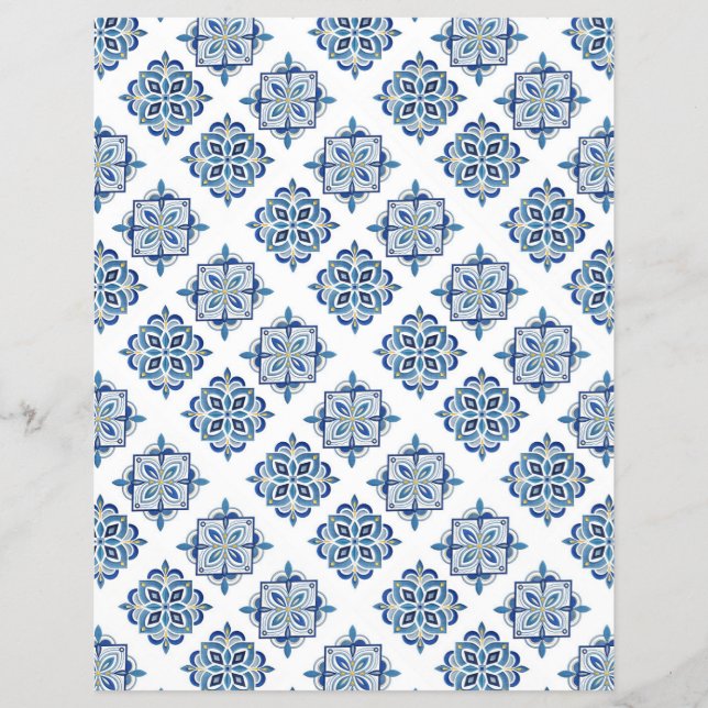 Ornament embroidered blue on white flyer (Front)
