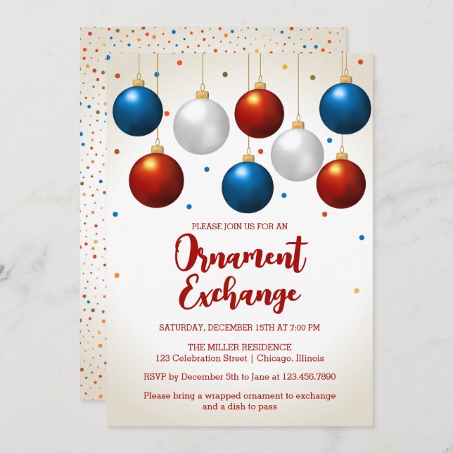 Ornament Exchange Christmas Party  Invitation (Front/Back)