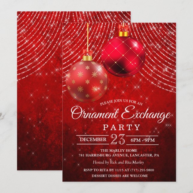 Ornament Exchange Holiday Invitation (Front/Back)