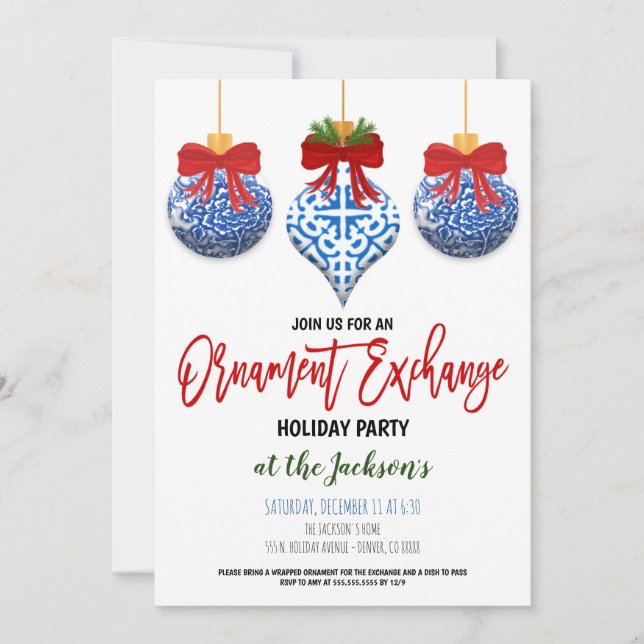 Ornament Exchange Holiday Party Invitation (Front)