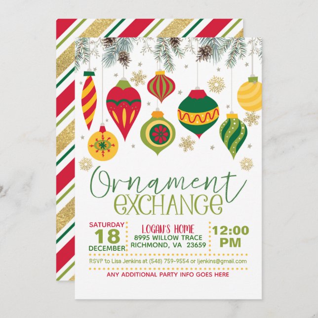 Ornament Exchange Invitation (Front/Back)