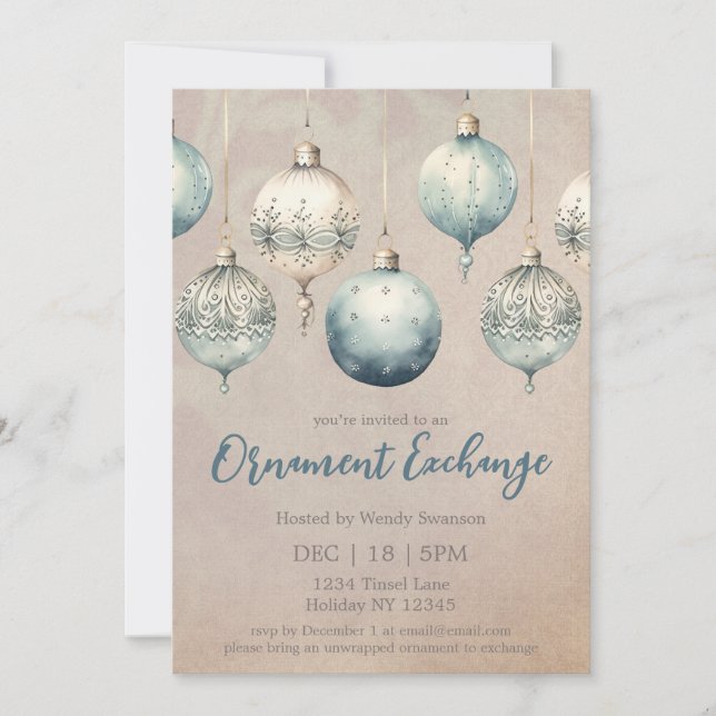 Ornament Exchange Vintage Holiday Design Invitation (Front)